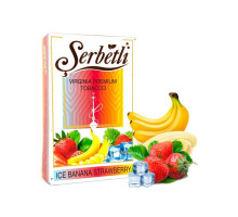 Тютюн для кальяну Serbetli Ice Banana Strawberry / Крижаний Банан Полуниця 50 грам (Потекла пачка / термін придатності закінчився)
