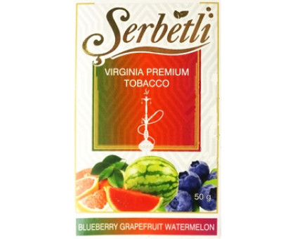 Тютюн для кальяну Serbetli Blueberry Grapefruit Watermelon / Чорниця грейпфрут кавун 50 грам (Пачка, що потекла)